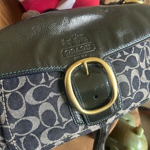 COACH Bleecker 11434 dark denim Signature Jacquard Flap Shoulder Bag